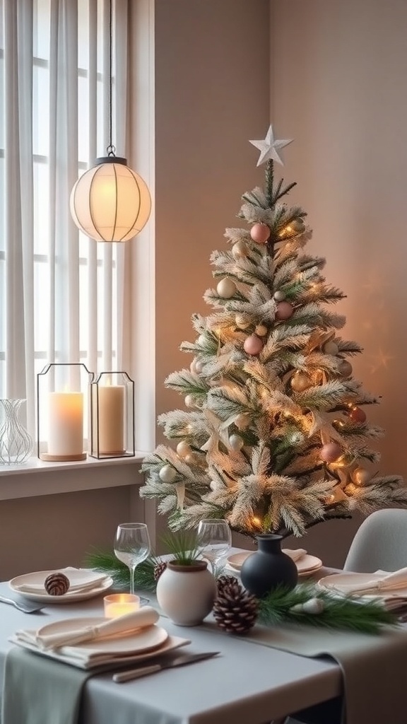 Japanese-Inspired Christmas Decor Ideas Minimalist Japanese-inspired Christmas decor with origami ornaments, bamboo accents, and soft lighting.